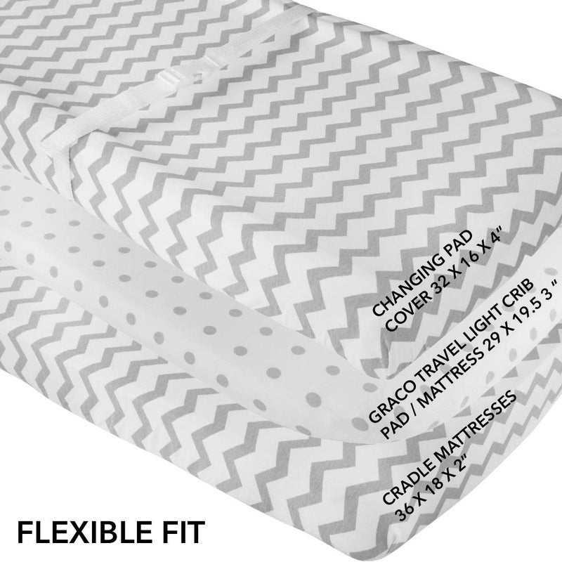Ely's & Co. Waterproof Changing Pad Cover Sheets 2-Pack for Baby Boy or Baby Girl - (Grey Chevron & Polka Dots) - Image 3